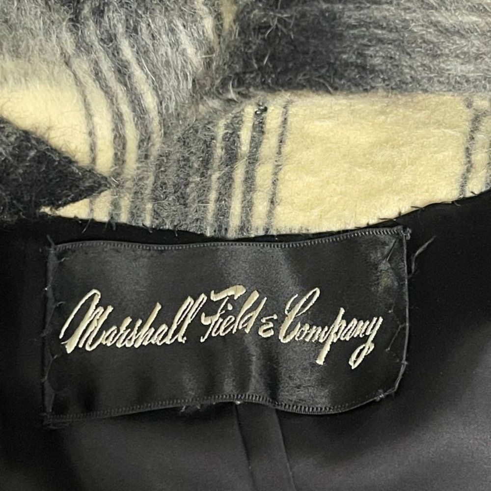 Marshall Fields & Co Vintage Coat With Attached Scarf 3/4 Sleeve Plaid - Picture 7 of 11